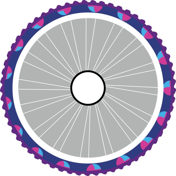 矢量剪影的自行车车轮与轮胎和辐条孤立在白色图片下载