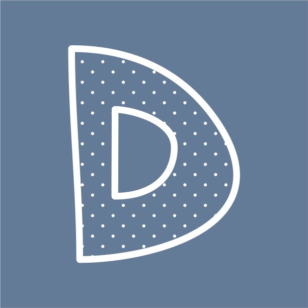 D向量字母与白色圆点在蓝色背景图片下载