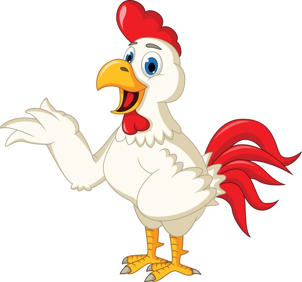 快乐卡通公鸡挥手图片下载