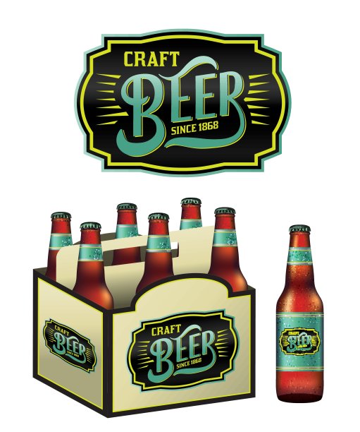 手工啤酒瓶插图图片下载