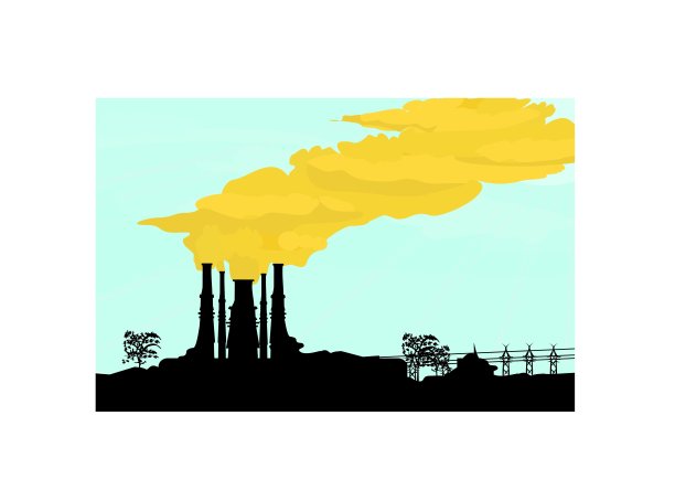 浓烟从工厂的烟囱里冒出来图片下载