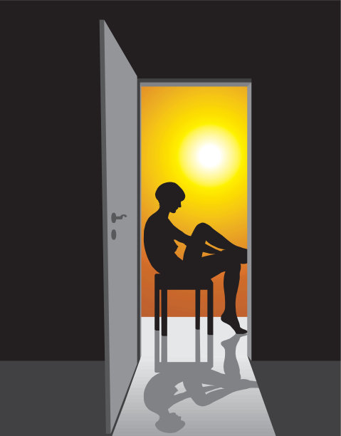 坐在门口的女孩图片下载