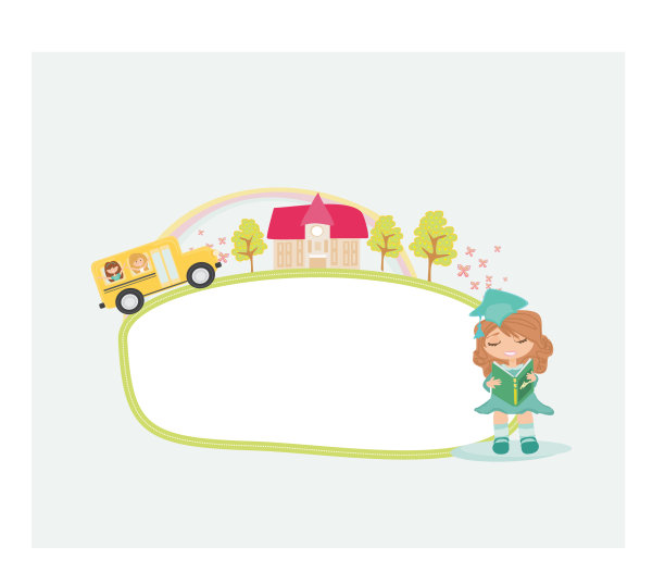 一辆带着快乐的孩子们去学校的校车图片下载