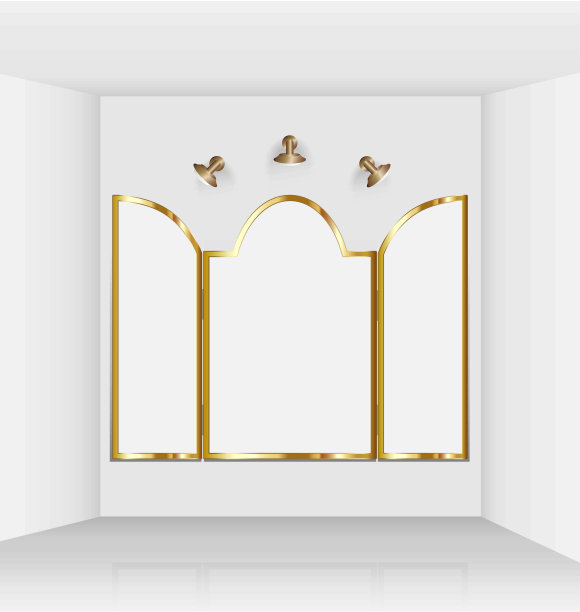 虚拟艺术画廊与哥特式框架图片下载