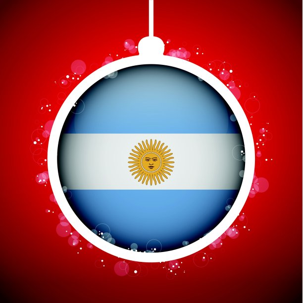 阿根廷国旗红球圣诞快乐图片下载
