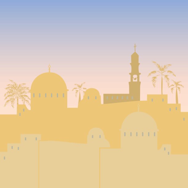 耶路撒冷天际线轮廓平面设计图片下载