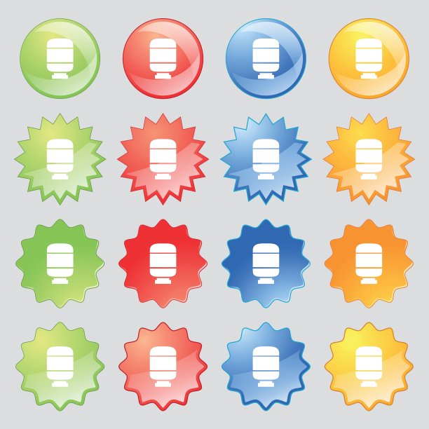 药物图标符号。大套16个彩色现代钮扣为您的设计。向量图片下载