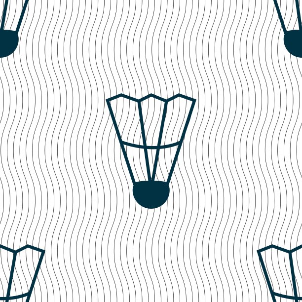 羽毛球图标符号。无缝图案与几何纹理。向量图片下载