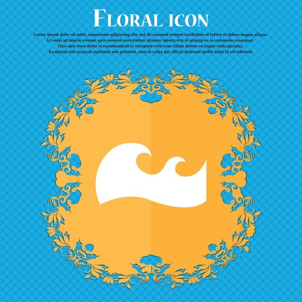 波图标图标。花卉平面设计的蓝色抽象背景与地方为您的文本。向量图片下载