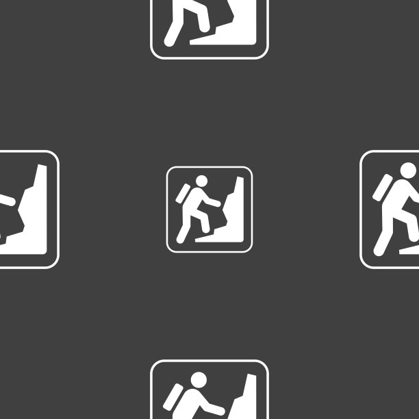 攀岩的迹象。灰色背景上的无缝模式。向量图片下载