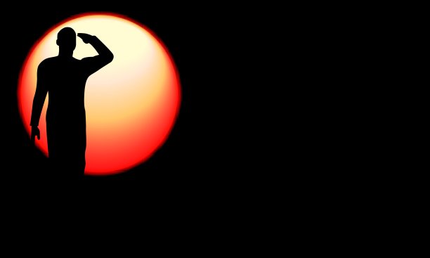 一个正在敬礼的士兵的剪影图片下载