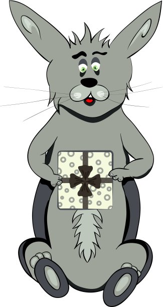 卡通兔子与礼盒图片下载