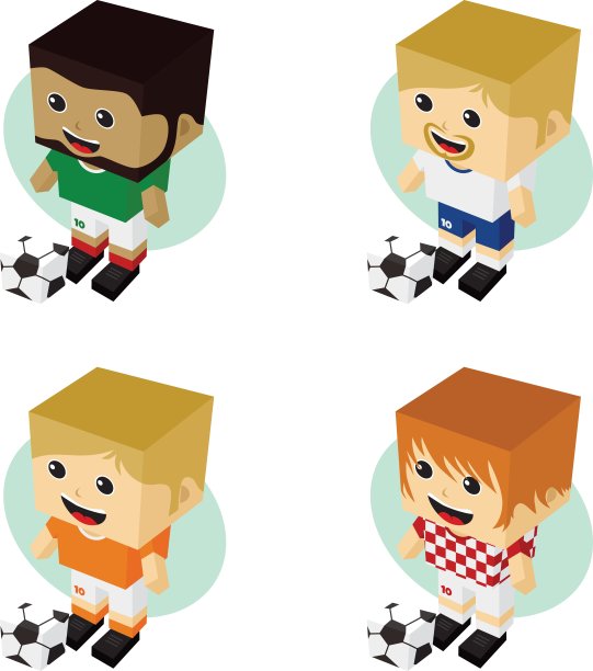 足球运动员等距卡通套图片下载