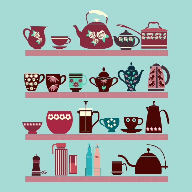 套茶具集有茶壶、茶杯、缸、壶等于一身图片下载