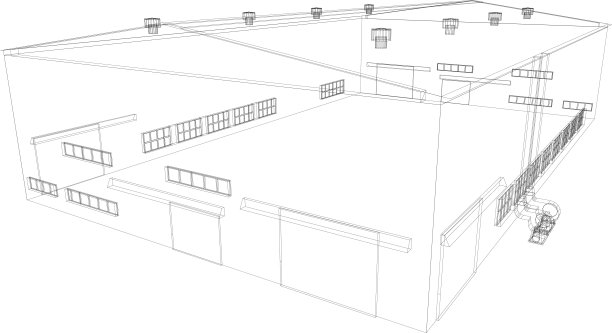 戴着一副金属框工业建筑。向量图片下载
