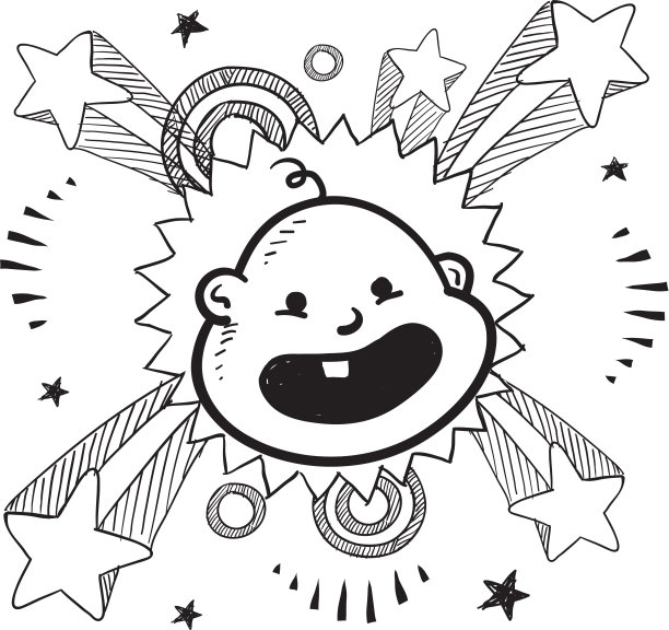 婴儿在流行背景素描图片下载