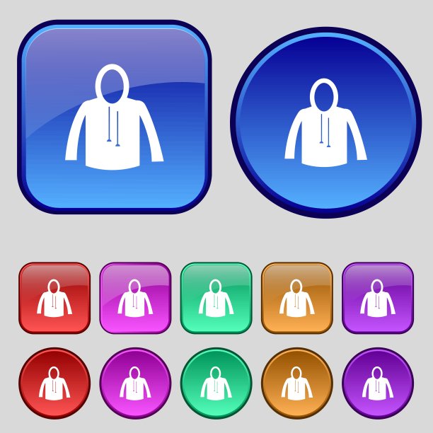 休闲夹克图标标志。你设计的一套12个老式纽扣。向量图片下载