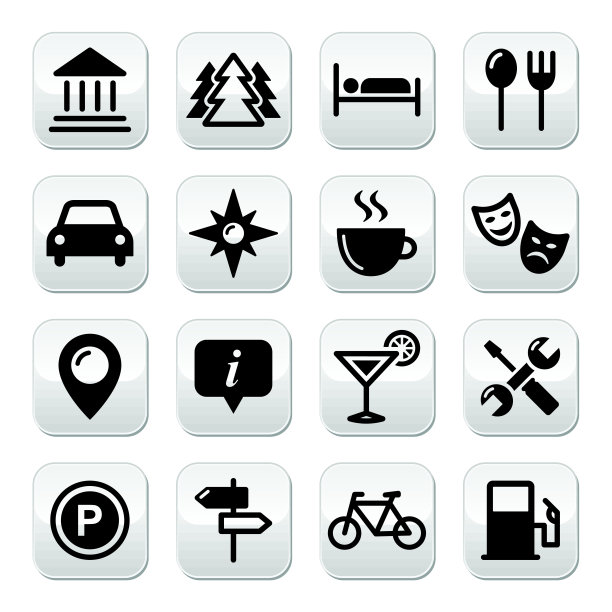 旅游旅游按钮设置-矢量图片下载