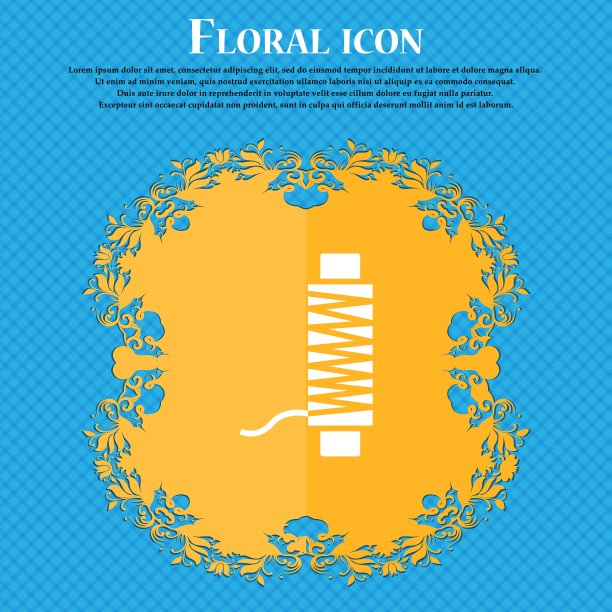 线程的图标符号。花卉平面设计的蓝色抽象背景与地方为您的文本。向量图片下载