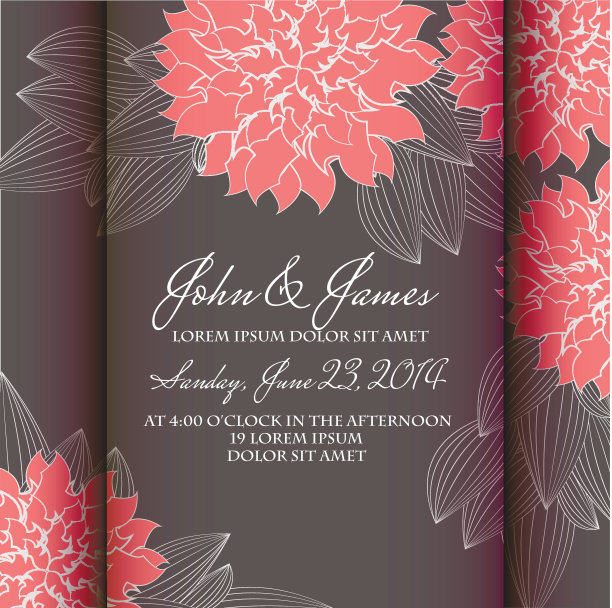 带有抽象花卉背景的请帖或婚礼卡片。图片下载