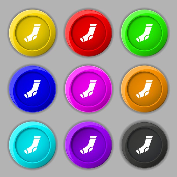 袜子图标符号。符号上有九个圆形彩色按钮。向量图片下载