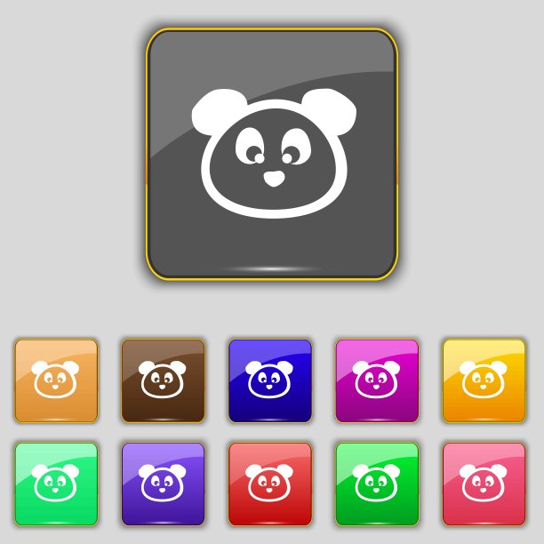 泰迪熊图标标志。为你的网站设置11个颜色的按钮。向量图片下载