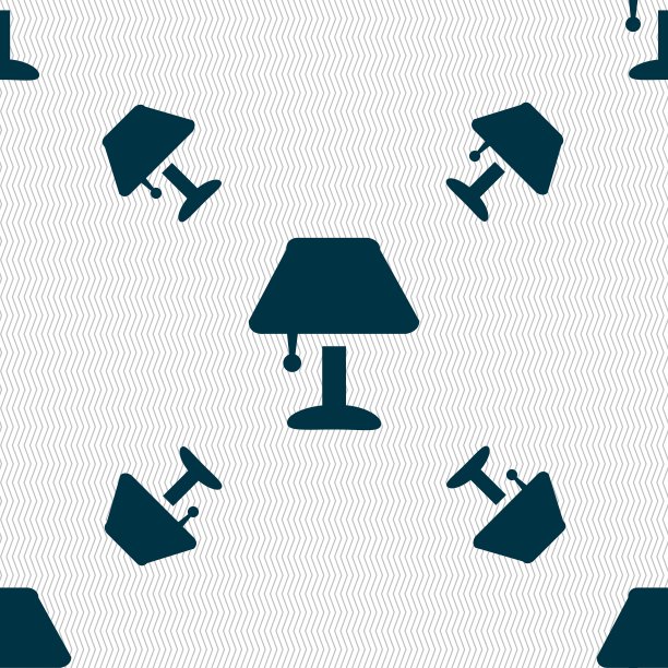台灯图标标志。无缝图案与几何纹理。向量图片下载