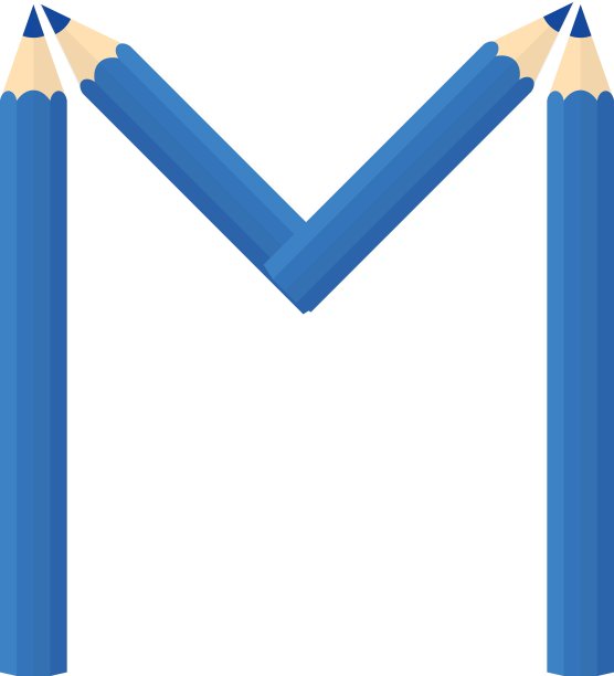 彩色木铅笔概念由字母M重排而成图片下载