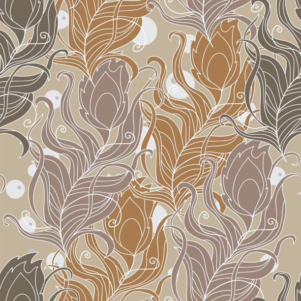 美丽的矢量无缝图案与孔雀羽毛图片下载