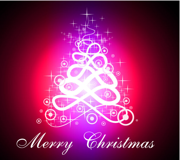 荧光红紫色圣诞树图片下载