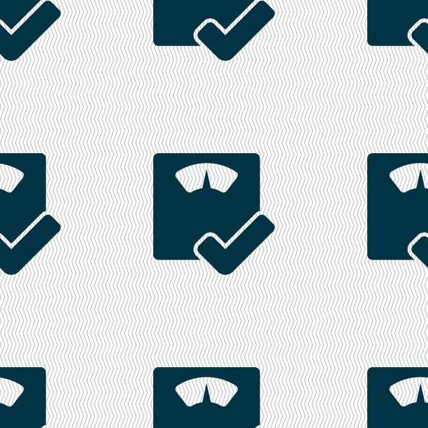 浴室秤图标标志。无缝图案与几何纹理。向量图片下载