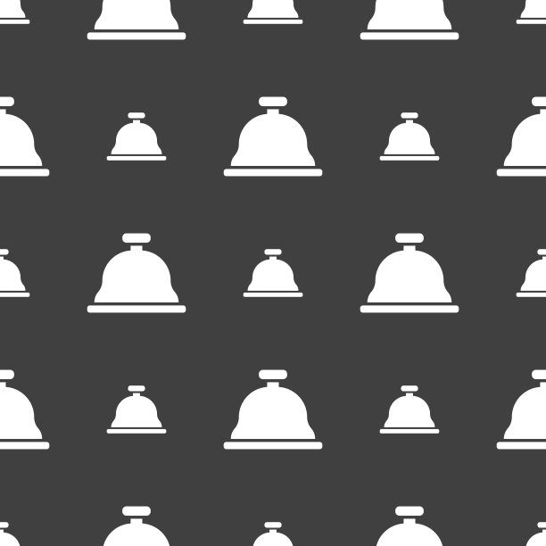 盘子与盖子图标标志。灰色背景上的无缝模式。向量图片下载