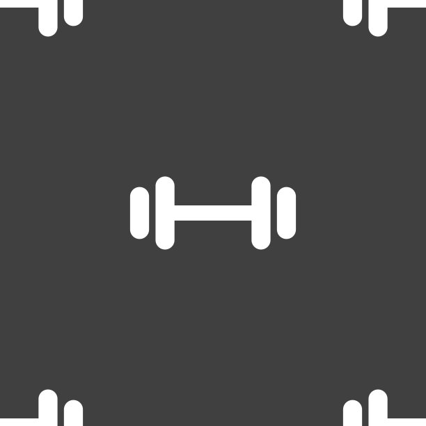 杠铃图标符号。灰色背景上的无缝模式。向量图片下载