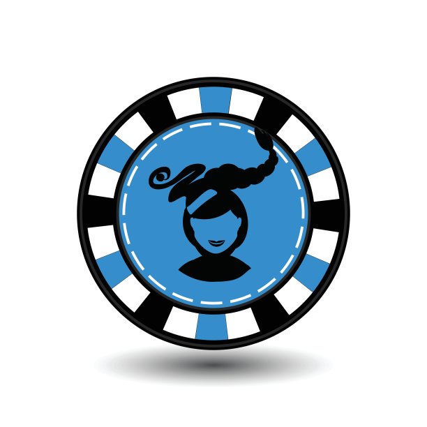圣诞节赌场筹码。蓝色的。圣诞老人女孩，嘴唇在中间。说明向量。用于现场、印刷、纸张、布料、装饰、设计等。EPS在白色背景上很容易分离图片下载
