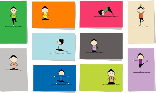 练习瑜伽的女人，10张卡片供你设计图片下载