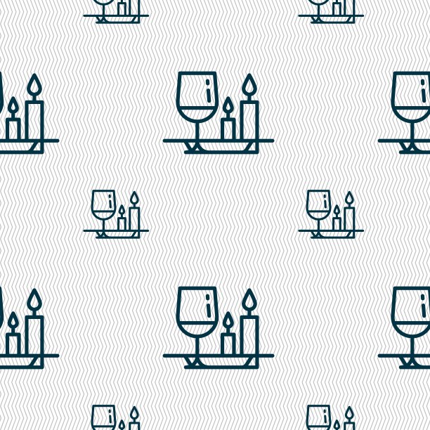 情人节餐的标志。无缝图案与几何纹理。向量图片下载