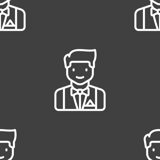 巴特勒图标符号。灰色背景上的无缝模式。向量图片下载