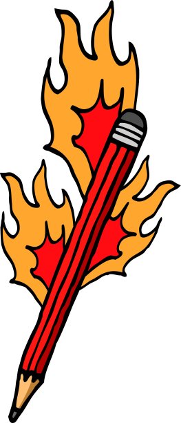 卡通铅笔着火图片下载