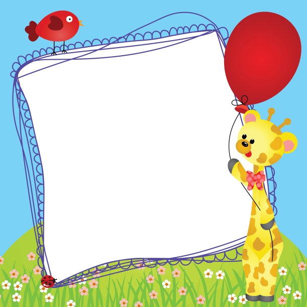 可爱的长颈鹿气球剪贴框图片下载