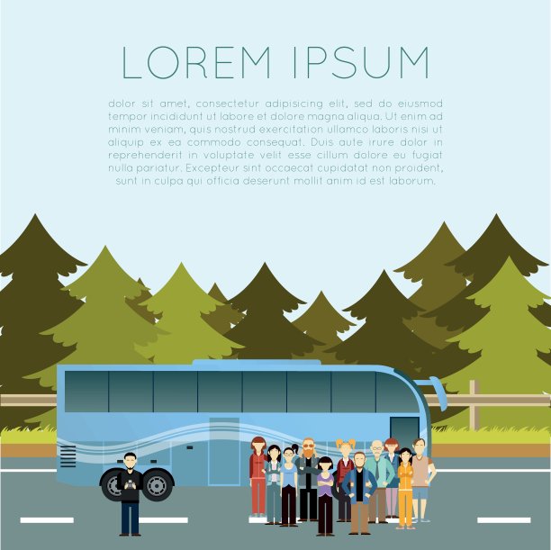 公共汽车旅行横幅图片下载