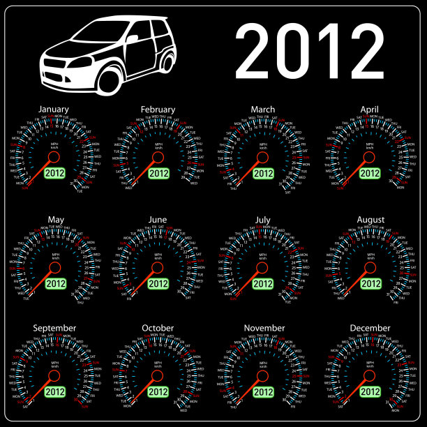 2012年欧历速度计汽车矢量。图片下载