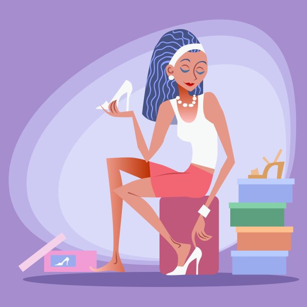 购物女孩试穿鞋子图片下载