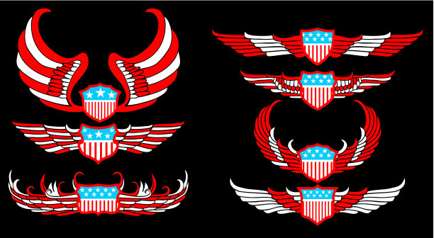 美国国旗翼盾矢量艺术图片下载