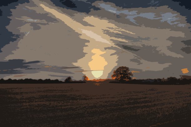 美丽的日落在乡村景色图片下载