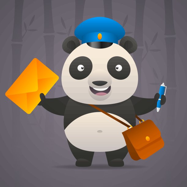 熊猫邮递员握信图片下载