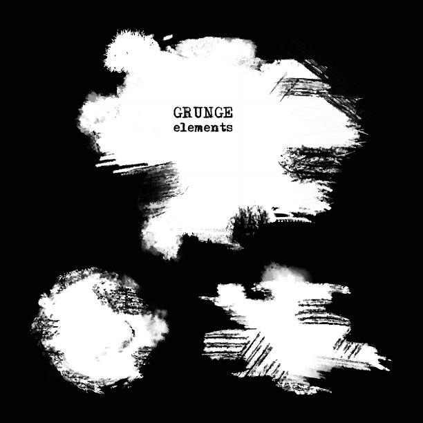 黑色画笔笔触的向量集。图片下载