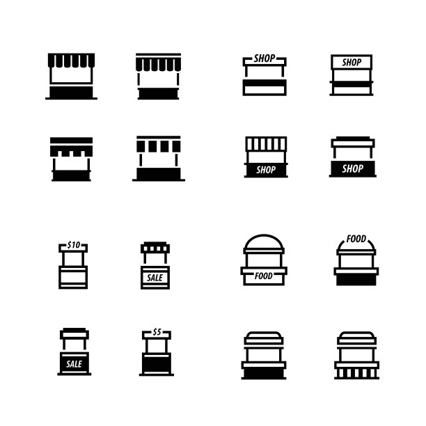 快餐推车图标设置图片下载