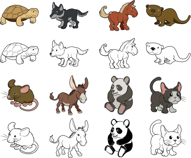 卡通动物的插图图片下载