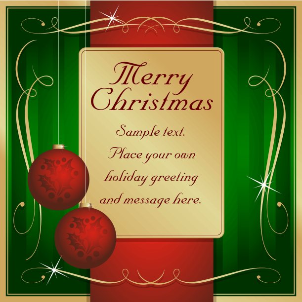 绿色，红色和金色的繁荣和装饰礼品标签卡图片下载