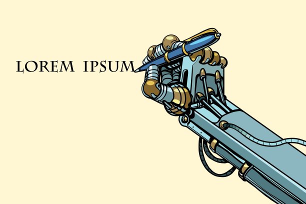 机器人用钢笔签署一份文件图片下载